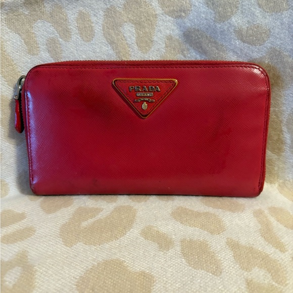 Prada Scarlet Leather Zip Wallet - Picture 1 of 4